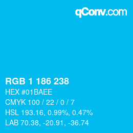 Color code: RGB 1 186 238 | qconv.com