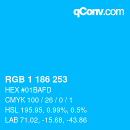 Farbcode: RGB 1 186 253 | qconv.com