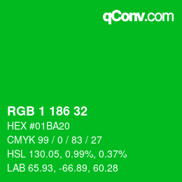 Color code: RGB 1 186 32 | qconv.com