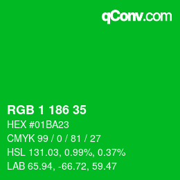Color code: RGB 1 186 35 | qconv.com