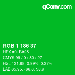Color code: RGB 1 186 37 | qconv.com
