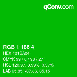 Color code: RGB 1 186 4 | qconv.com