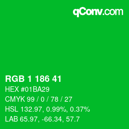 Color code: RGB 1 186 41 | qconv.com