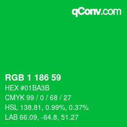 Color code: RGB 1 186 59 | qconv.com
