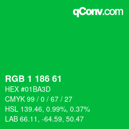 Color code: RGB 1 186 61 | qconv.com