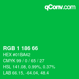 Color code: RGB 1 186 66 | qconv.com