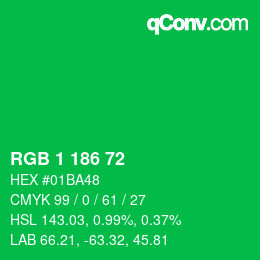Color code: RGB 1 186 72 | qconv.com