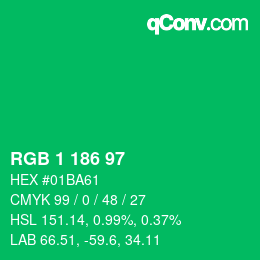 Color code: RGB 1 186 97 | qconv.com