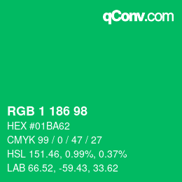 Color code: RGB 1 186 98 | qconv.com