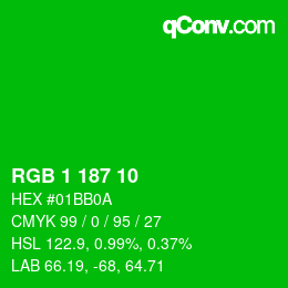 Color code: RGB 1 187 10 | qconv.com