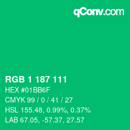 Color code: RGB 1 187 111 | qconv.com