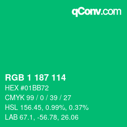 カラーコード: RGB 1 187 114 | qconv.com