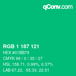Color code: RGB 1 187 121 | qconv.com