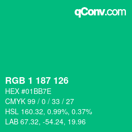 Color code: RGB 1 187 126 | qconv.com