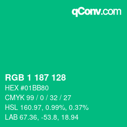 Color code: RGB 1 187 128 | qconv.com