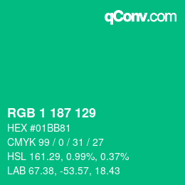 Color code: RGB 1 187 129 | qconv.com