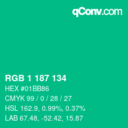 Color code: RGB 1 187 134 | qconv.com