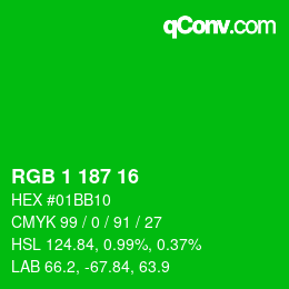 Color code: RGB 1 187 16 | qconv.com