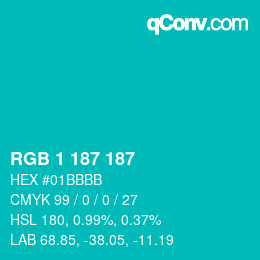 Color code: RGB 1 187 187 | qconv.com