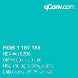Color code: RGB 1 187 188 | qconv.com