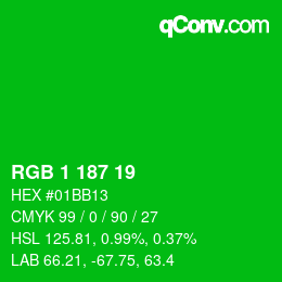 Color code: RGB 1 187 19 | qconv.com