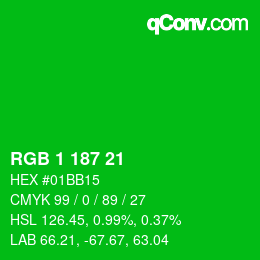 Color code: RGB 1 187 21 | qconv.com