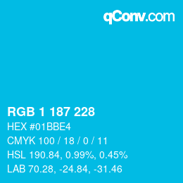 Color code: RGB 1 187 228 | qconv.com