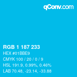 Color code: RGB 1 187 233 | qconv.com