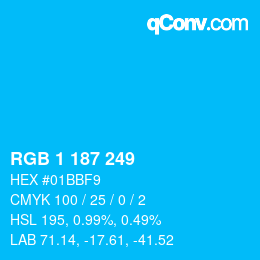 Color code: RGB 1 187 249 | qconv.com
