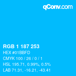 Color code: RGB 1 187 253 | qconv.com