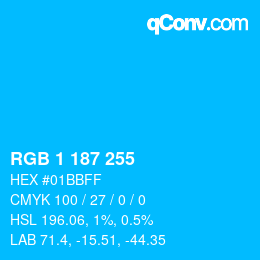 Color code: RGB 1 187 255 | qconv.com