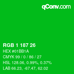 Color code: RGB 1 187 26 | qconv.com