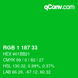 Color code: RGB 1 187 33 | qconv.com