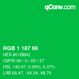 Color code: RGB 1 187 66 | qconv.com