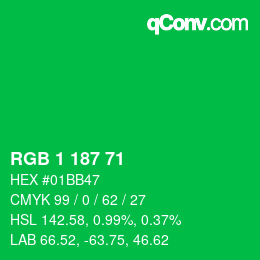 Color code: RGB 1 187 71 | qconv.com