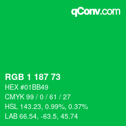 Color code: RGB 1 187 73 | qconv.com