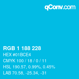 Color code: RGB 1 188 228 | qconv.com