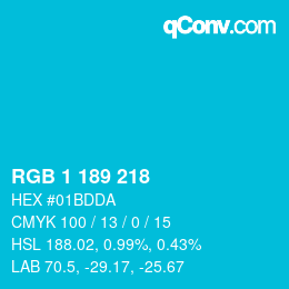 カラーコード: RGB 1 189 218 | qconv.com