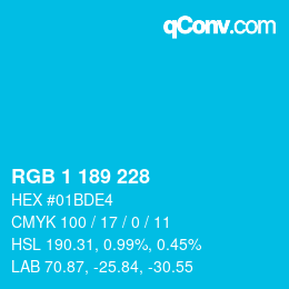 Color code: RGB 1 189 228 | qconv.com