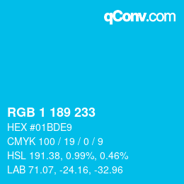 カラーコード: RGB 1 189 233 | qconv.com