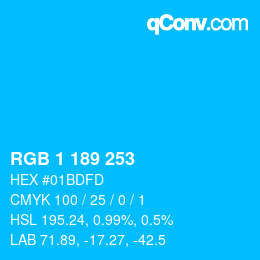 カラーコード: RGB 1 189 253 | qconv.com