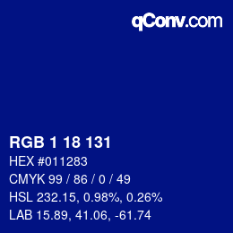 カラーコード: RGB 1 18 131 | qconv.com