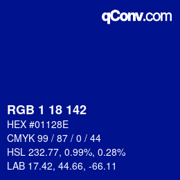Color code: RGB 1 18 142 | qconv.com