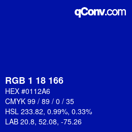 Color code: RGB 1 18 166 | qconv.com
