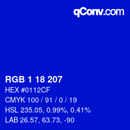 Color code: RGB 1 18 207 | qconv.com