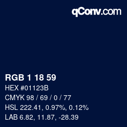 Color code: RGB 1 18 59 | qconv.com