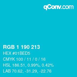 Color code: RGB 1 190 213 | qconv.com