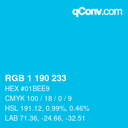 Color code: RGB 1 190 233 | qconv.com