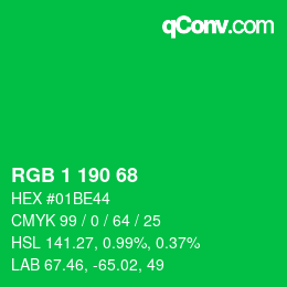 Color code: RGB 1 190 68 | qconv.com