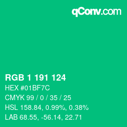 Color code: RGB 1 191 124 | qconv.com